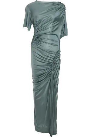 Atlein Asymmetric ruched midi dress