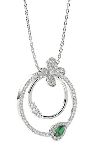 Marchesa Notte 18kt gold Floral diamond and emerald necklace
