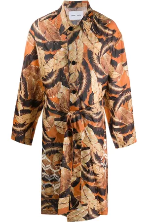 CMMN SWDN Leaf-print belted trench coat
