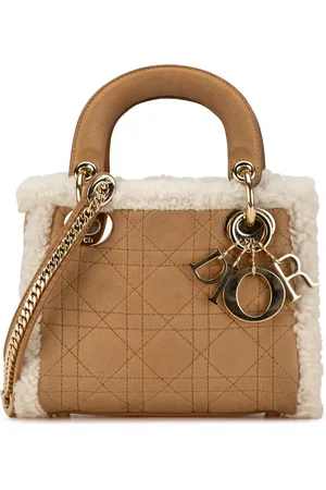 Dior 2020 Mini Suede Shearling Cannage Lady Dior satchel