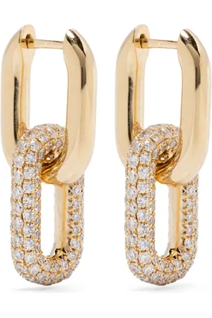 Shay 18K yellow mini Double Partial diamond earrings