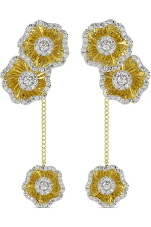 Marchesa Notte 18kt yellow Halo Flower diamond earrings
