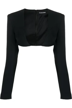 DAVID KOMA Plunging-neck crop top