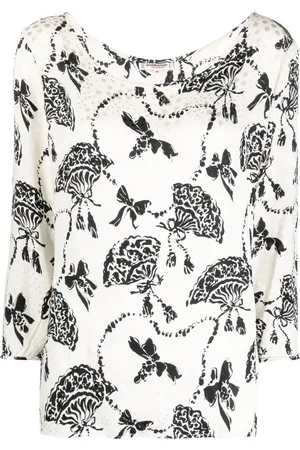 Saint Laurent 1980s bouquet print silk blouse