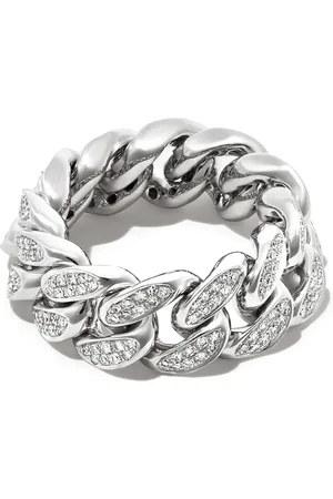 Shay 18kt white gold diamond flat-link ring