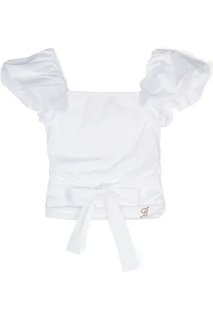 MISS BLUMARINE Logo-plaque ruched blouse