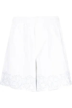 BODE Floral-embroidered cotton shorts