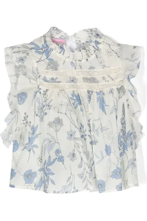 MISS BLUMARINE Floral-print ruffled blouse