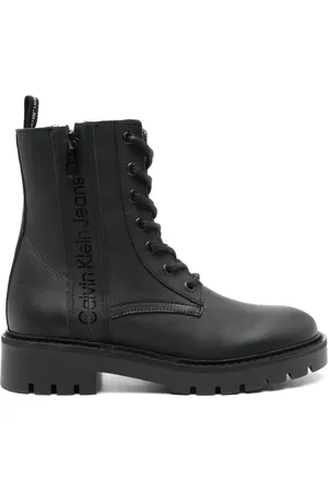Calvin Klein Logo-print leather combat boots