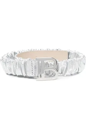Balmain Ruched leather belt