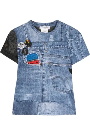 Dior 2001 denim-print cotton T-shirt
