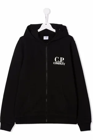 C.P. Company TEEN logo-print zipped hoodie