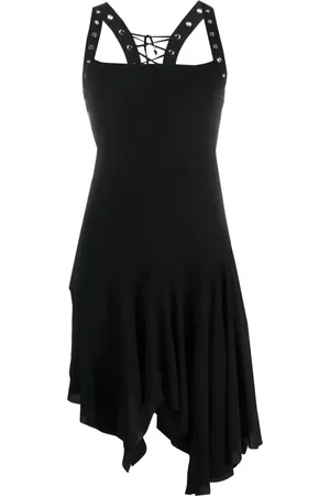 BLUMARINE Lace-up asymmetric short dress