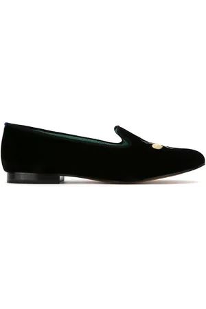 Blue Bird Embroidered velvet Bugs loafers