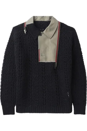 Kolor Patchwork pointelle-knit jumper