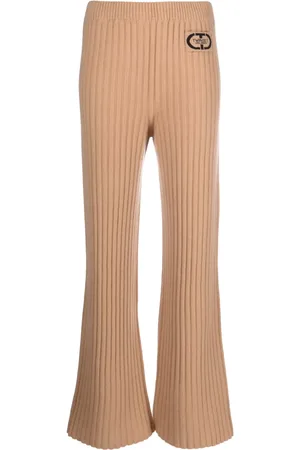 Twin-Set Logo-patch ribbed-knit trousers