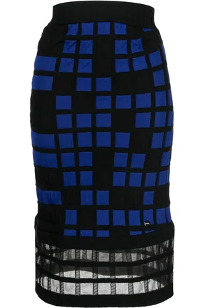 CHANEL Checked knitted midi skirt