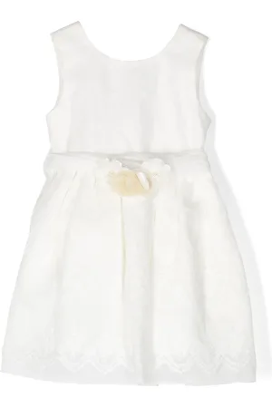 Abel & Lula Floral-appliqué pleated dress