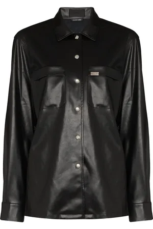 RTA Barry faux-leather shirt