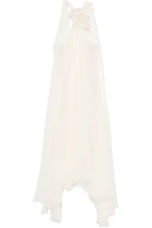 BLUMARINE Floral-appliqué silk maxi dress