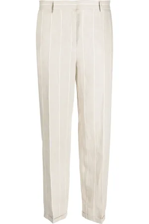 ANTONELLI Striped straight-leg linen trousers