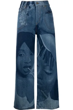 Ahluwalia Graphic-print wide leg jeans