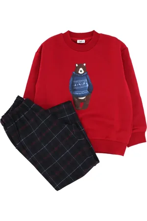 Il gufo Bear-print trousers set