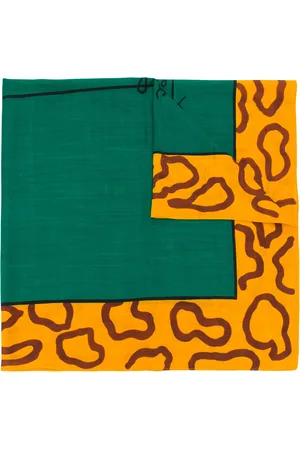 JC DE CASTELBAJAC 1980s leopard-print detail wool scarf