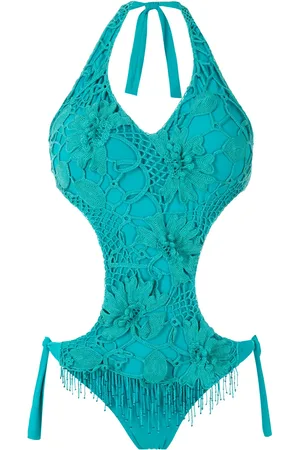 AMIR SLAMA Embroidered cut-out one-piece