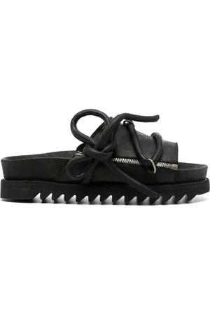 GUIDI Lace-up leather sandals