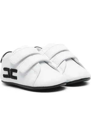 Elisabetta Franchi Logo-embroidered leather crib shoes