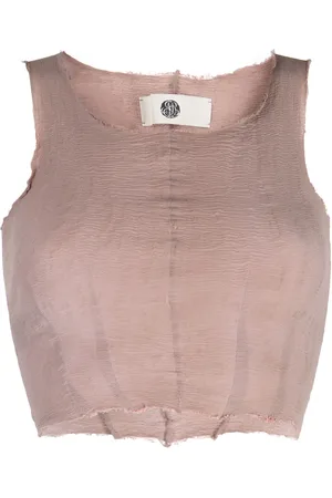 MARC LE BIHAN Raw-cut crew-neck crop top