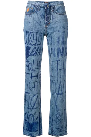 WALTER VAN BEIRENDONCK Ink writing jeans