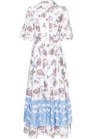 ELEVENTY Floral-print maxi shirt dress