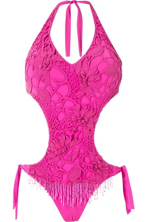 AMIR SLAMA Embroidered cut-out one-piece
