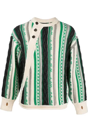 Ader Error Frema striped-knit buttoned jumper