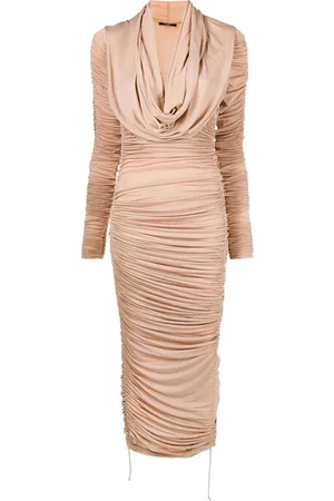 Balmain Gathered hooded midi dress
