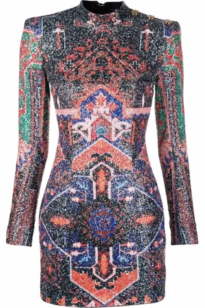 Balmain Sequinned button-detail minidress