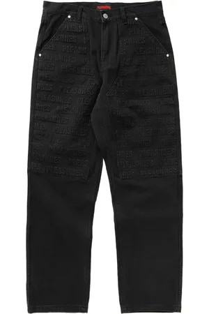Pleasures Logo-embroidered jeans