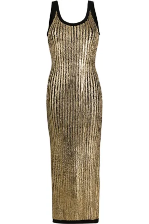 Balmain Cracked-effect long dress