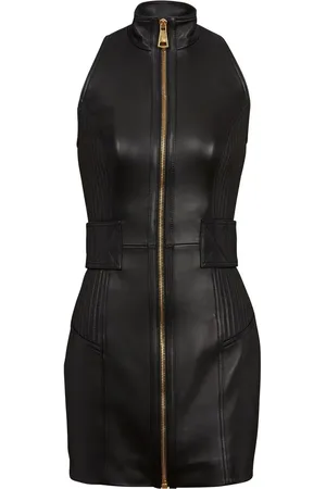 Balmain Zip-up leather mini dress