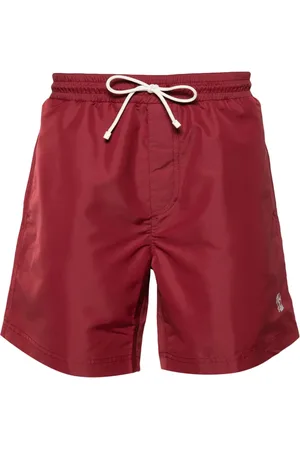 Brunello Cucinelli Logo-embroidered drawtsring swim shorts