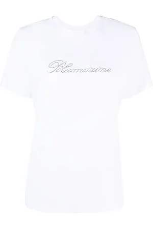 BLUMARINE Rhinestone-logo cotton T-shirt