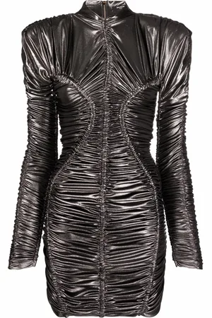 Balmain Metallic ruched detailing short dress