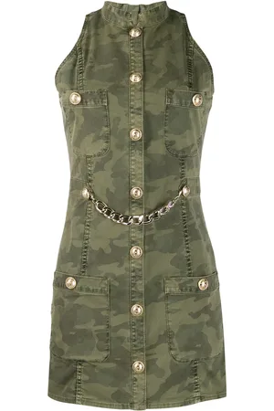 Balmain Sleeveless camouflage print denim dress