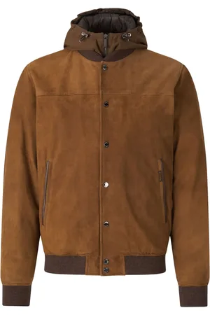 MOORER Hooded suede jacket