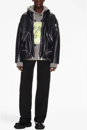 OFF-WHITE Arrow pocket-detail leather jacket