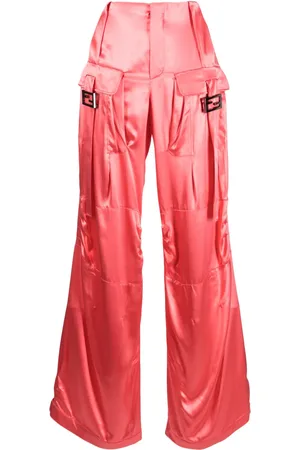 Fendi Satin-finish wide-leg cargo trousers