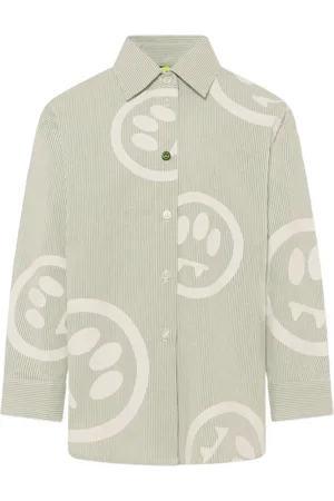 BARROW Smiley face-print striped shirt