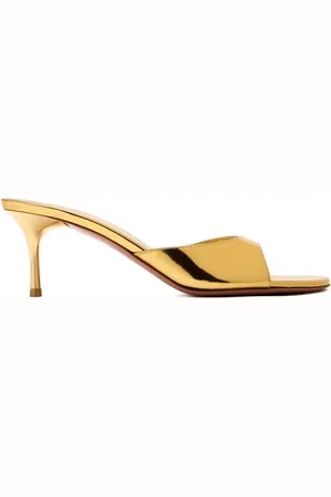 Amina Muaddi 60mm Jeanne metallic mules